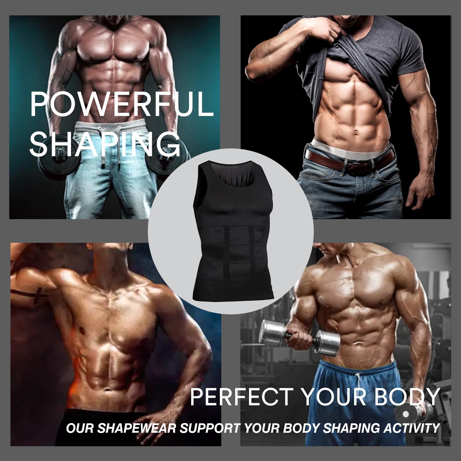 Gilet amincissant de compression pour homme - Contrôle du ventre - Sous-vêtement gainant - Doux pour la peau