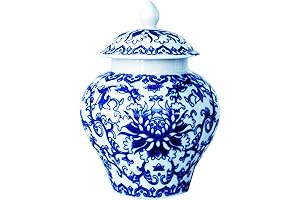 Exquisite Potiche: Ancient Chinese Blue and White Helmet-Shaped Temple Jar