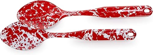 Golden Rabbit Enamelware - Juego de cucharas de 2 piezas (Remolino Rojo) disponible en Yaxa Mexico