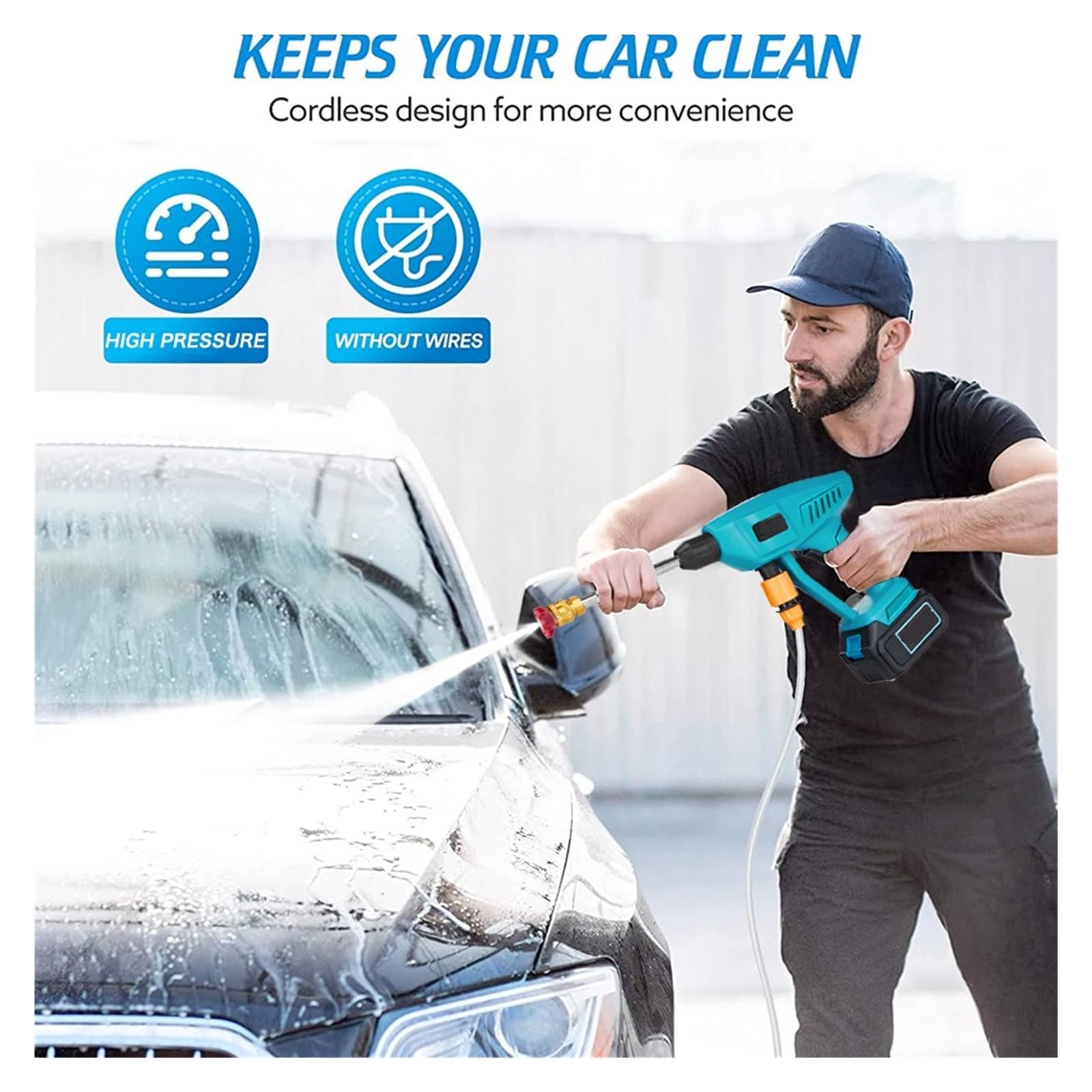 Lavatrice A Batteria For Auto Con Pistola Ad Acqua A Spruzzo Ricaricabile Mini Lavaggio Alta Pressione Senza Fili For 18v Potente Getto A Pressione