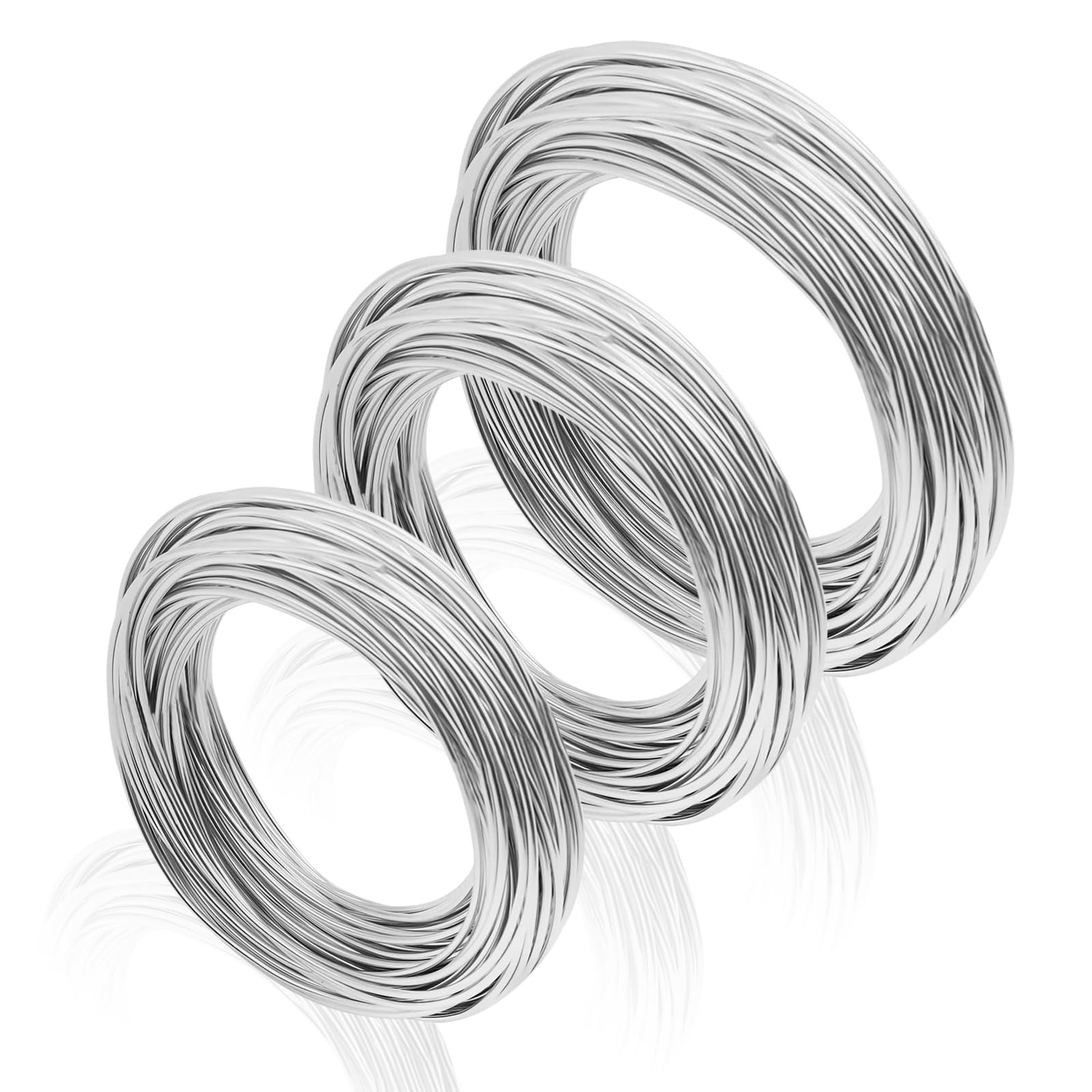 3 PCS Aluminum Craft Wires, 2mm, 1.5mm, 1mm x 10m Modelling Armature Wire Metal Thread for Sculpting Armature DIY Jewelry Making (Silver)
