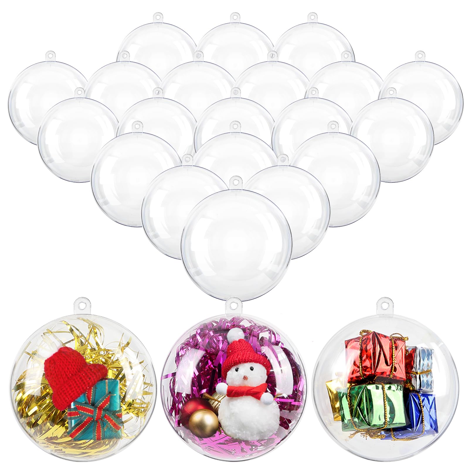 Uten 20 x kerstballen in ronde vorm, acryl, transparant, ter decoratie van  de kerstboom, zonder snoer (8 cm) : Amazon.nl: Wonen & keuken