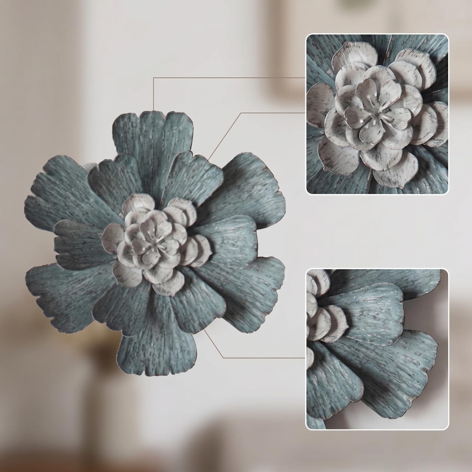 predolo Fiore Decorativo da Parete Shabby Chic Parete di Fiori Artificiali Eleganti Sfondo Floreale per Ingresso, Fiore A1886