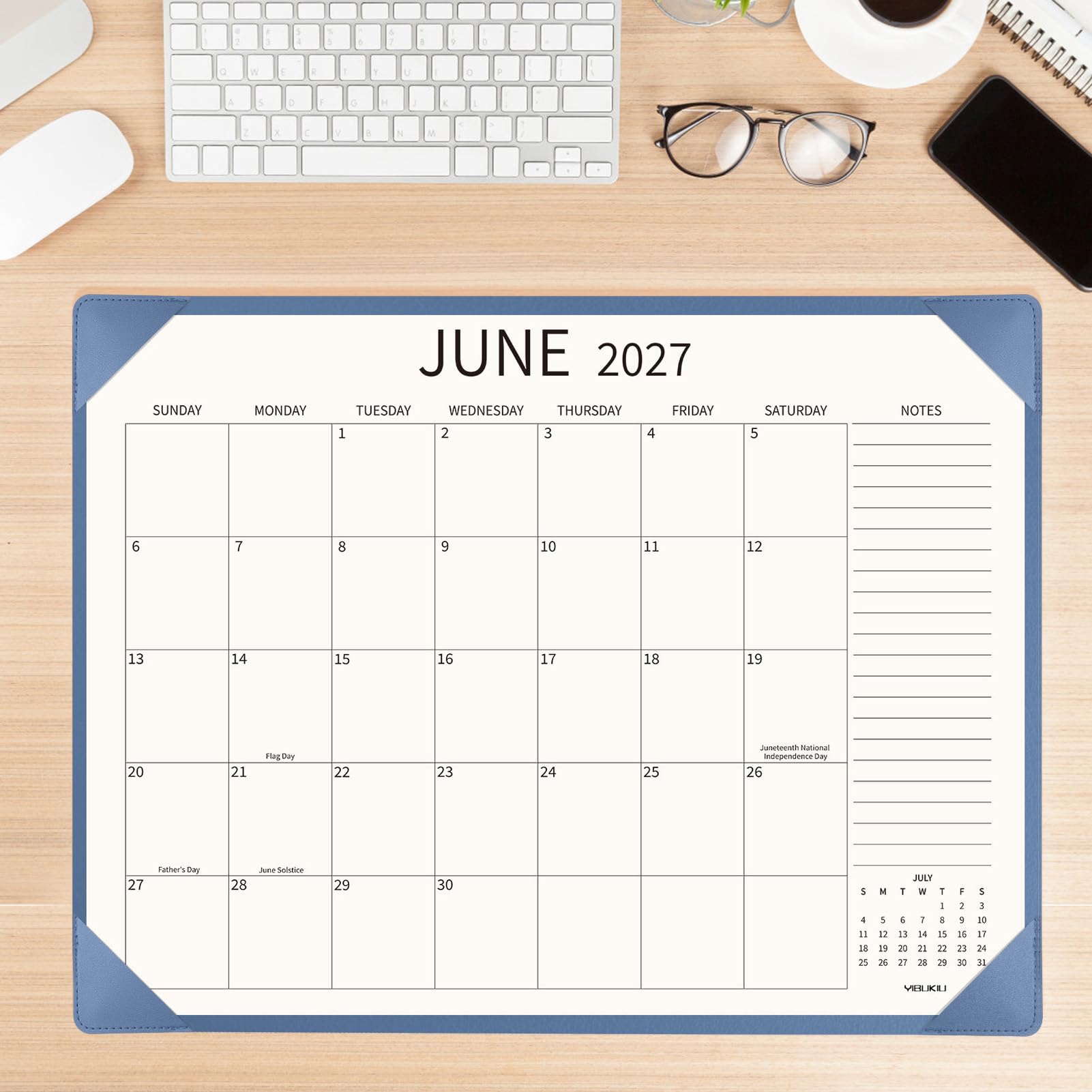 Calendario da scrivania 2025-2026 con tappetino da scrivania, 55,9 x 43,2 cm, grande calendario da scrivania 18 mesi, dal 2025 a giugno 2026, grande planner da scrivania per casa, ufficio e