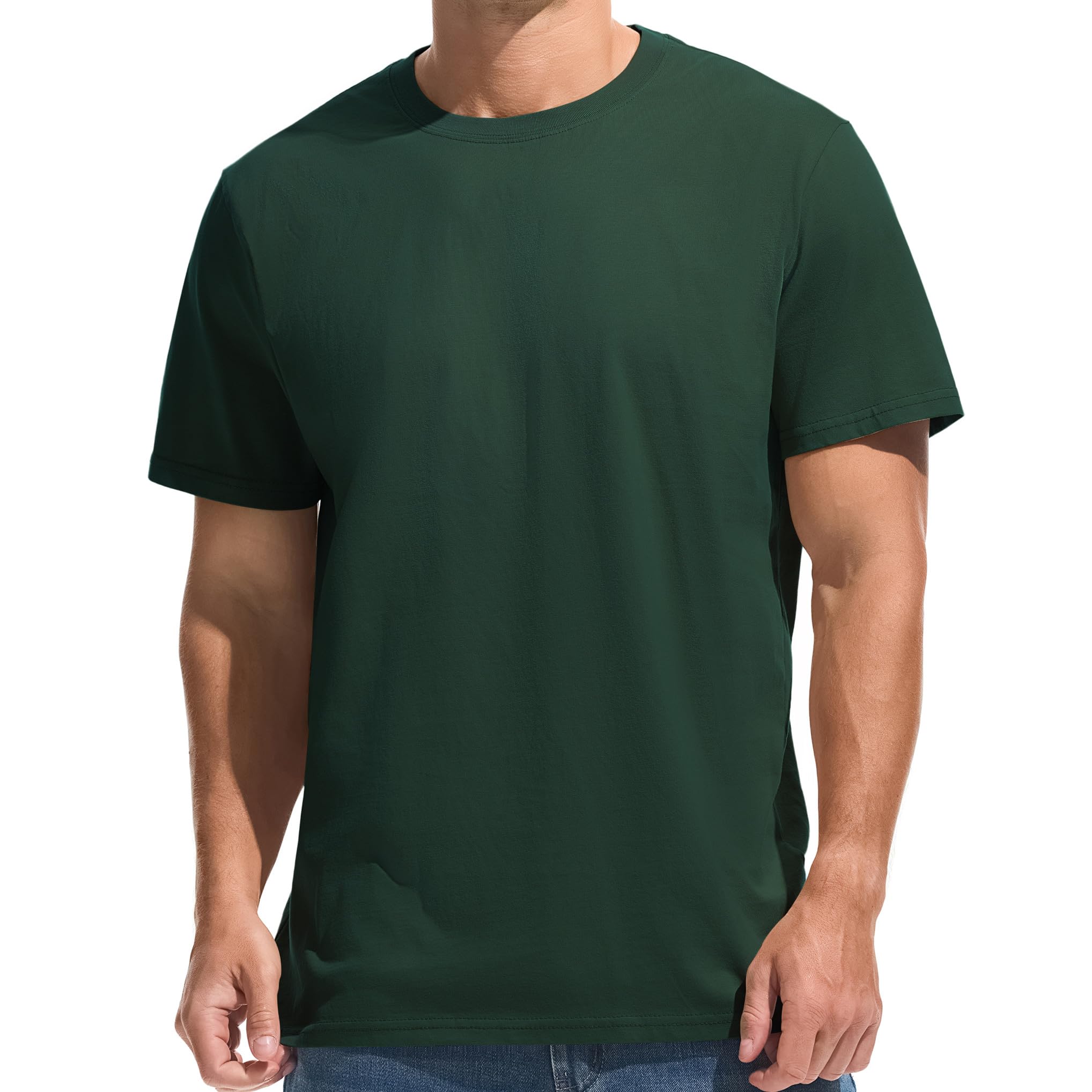 VEIISAR Herren T-Shirt 210 GSM Mittel Weight 100% Baumwolle (vorgewaschen) - Weich & Bequem Stoff Klassisches Basic T-Shirt - Uni-Farbe