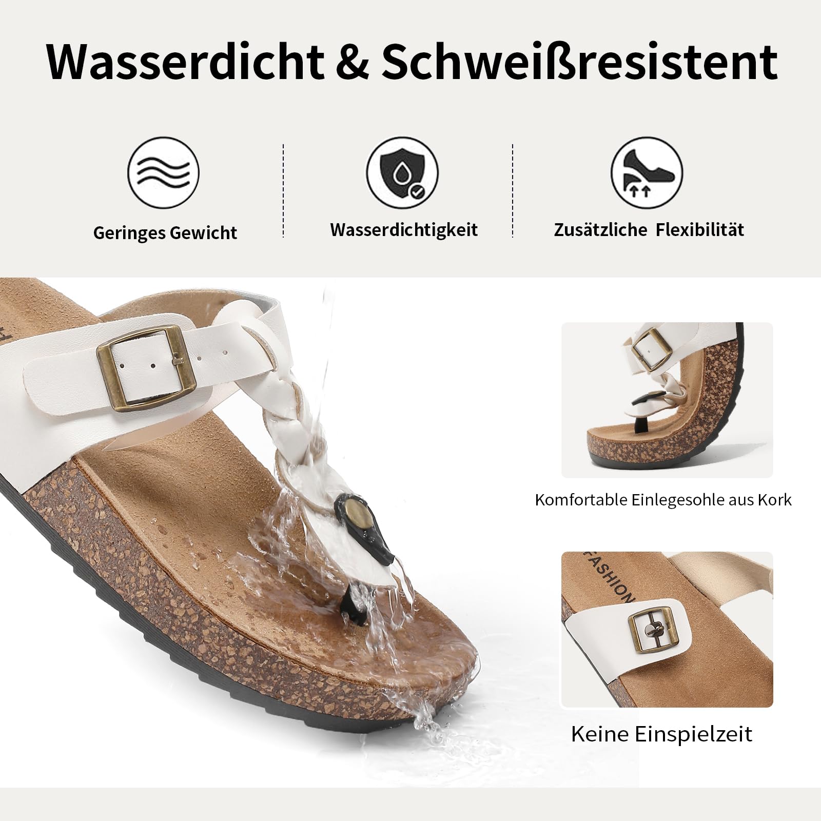 zaxunai Lässig Flach Infradito Donna, Sandali Estivi Con Suola In Sughero Unisex, Sandali Flip Flop Uomo Con Fibbia Regolabile, Pantofole Da Bagno Antiscivolo, Pantofole Comode Per Casa