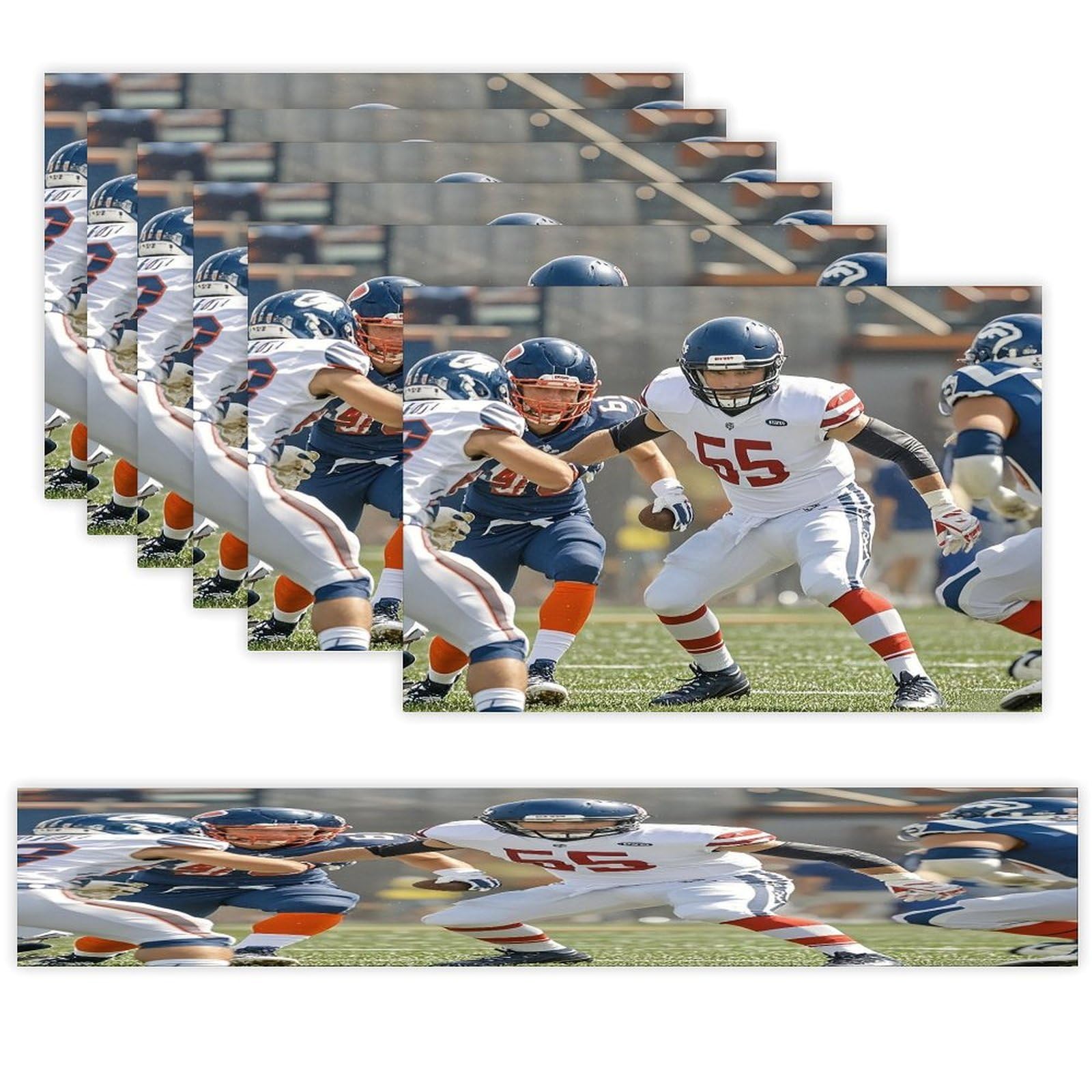 American Football Placemats and Table Runners Set of 6, Heat Resistant Washable Washable Dining Table Mats, Modern Fabric Placemats, Table Decoration