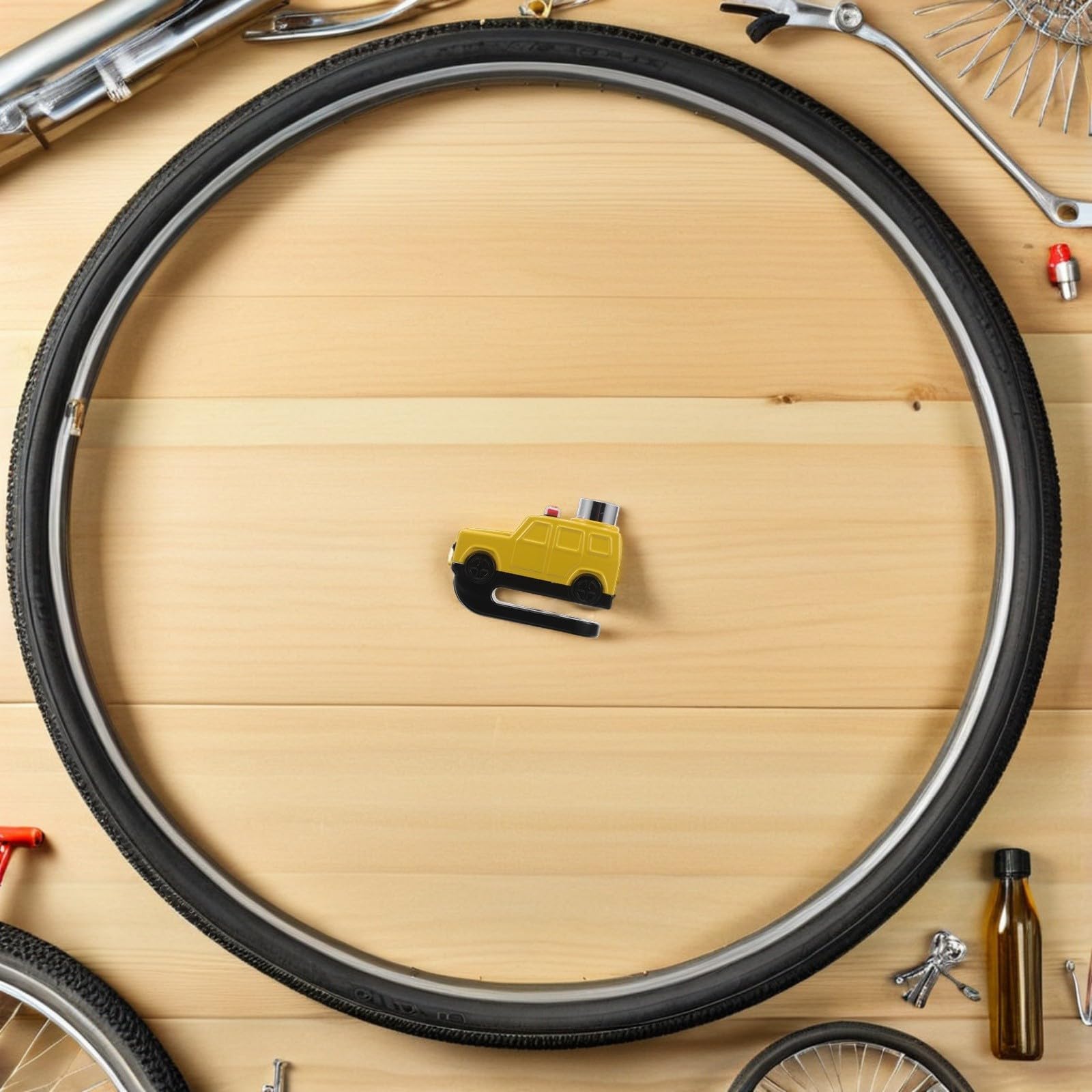 Lucchetto per Bici Antifurto Allarme, Giallo, Forma Auto