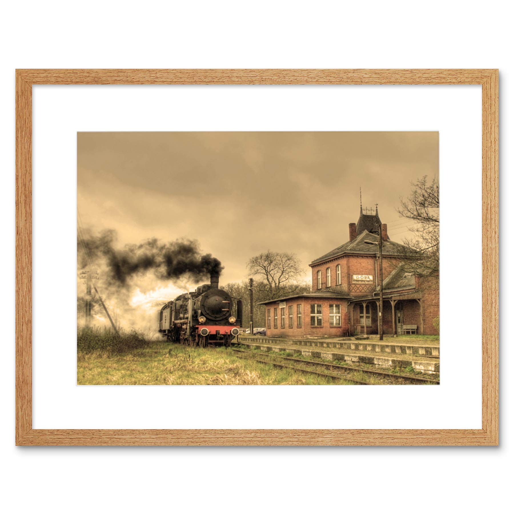 Wee Blue Coo Old Retro Steam Train Locomotive Engine Picture Framed Wall Art Print