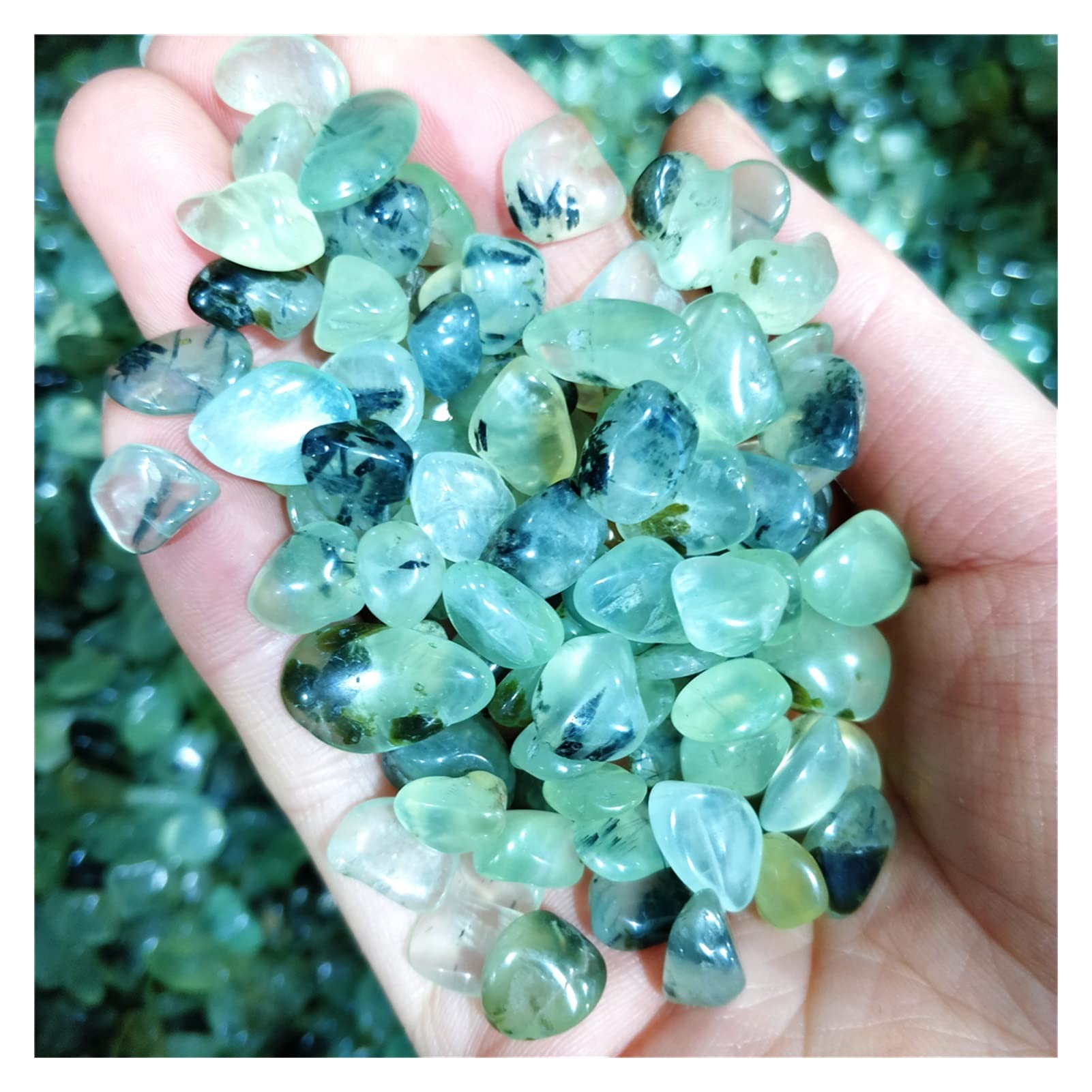 Piedra de UVA Brillante y translúcida Natural, Grava de Cristal, Adorno de Acuario, gelatina, Verde Manzana for decoración del hogar MZOGODWI (Size : 500g)