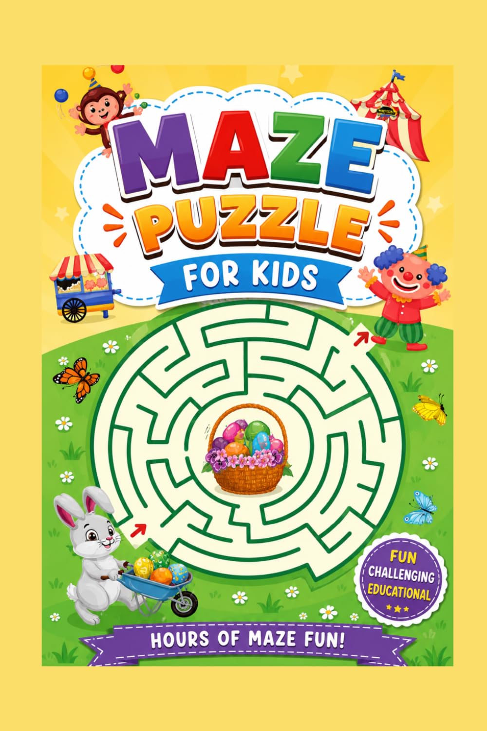 Maze Puzzle for Kids: Fun, Easy & Challenging Mazes for Boys and Girls Ages 4-8: Amazing Activity Maze Book with Cute Animals