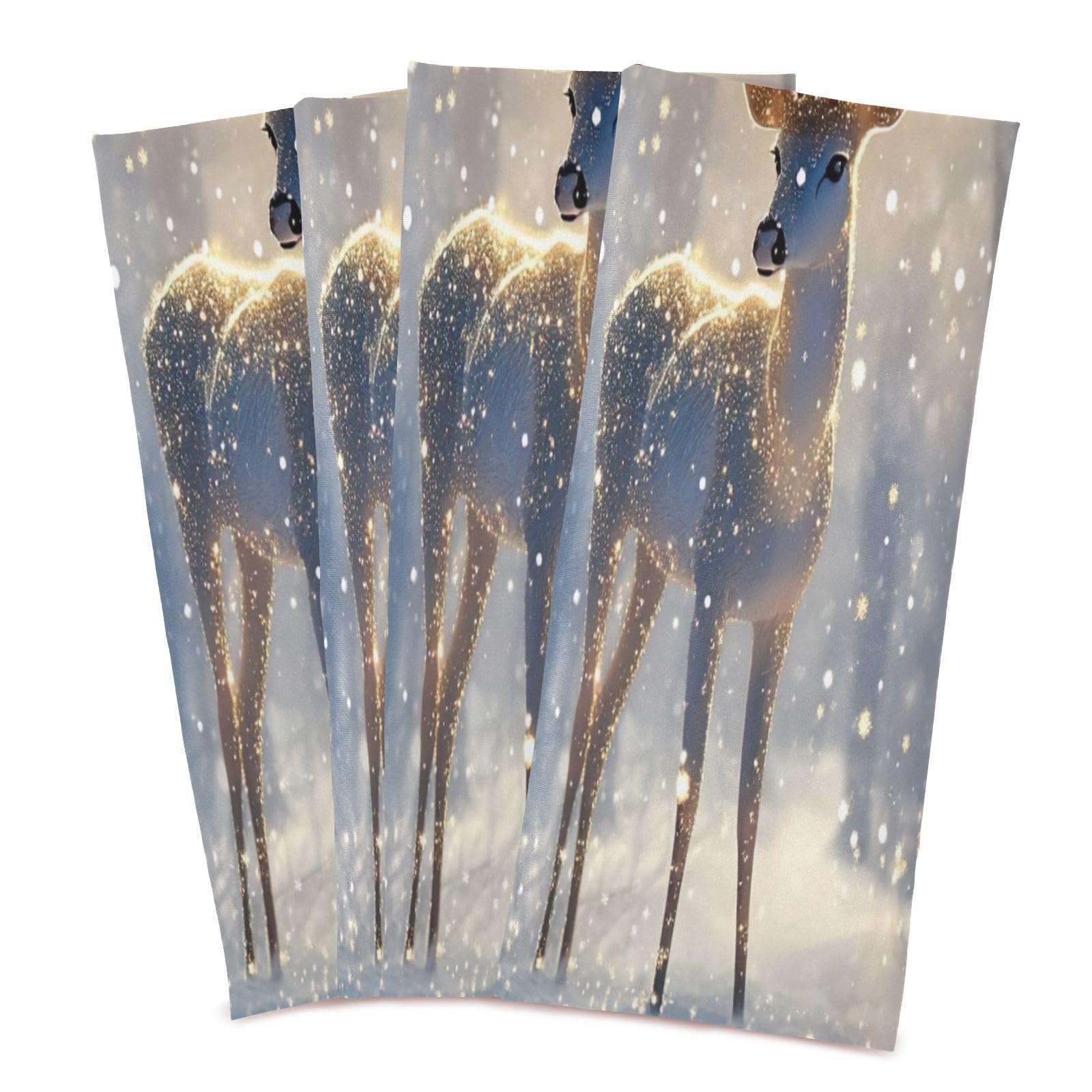 STAYTOP Christmas Deer Kitchen Dish Towel Set,4Pcs Drying Kitchen Towels Tea Towels Gift Set for Drying Cleaning Cooking Baking