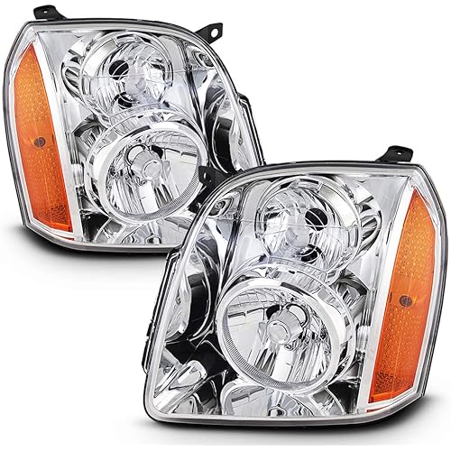 ACANII - For 2007-2014 GMC Yukon XL 1500 2500 Chrome Headlights [OE Factory Style] Headlamps Replacement Pair Left+Right