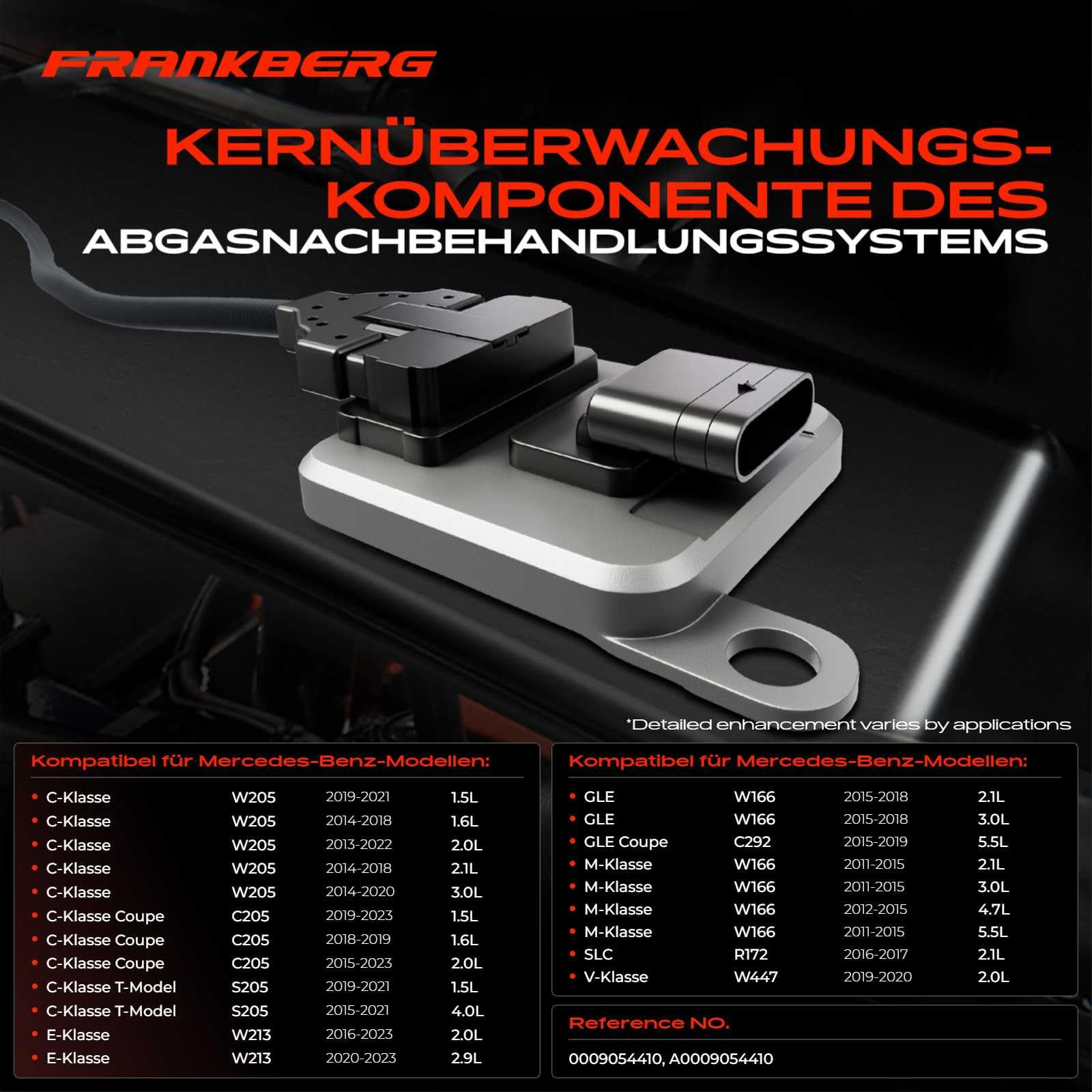 Frankberg Noxsensor Klopfsensor Sensor 5-polig Kompatibel mit C-Klasse T-Model S205 C-Klasse W205 M-Klasse W166 E-Klasse T-Model S213 GLE W166 Replace# A0009054410