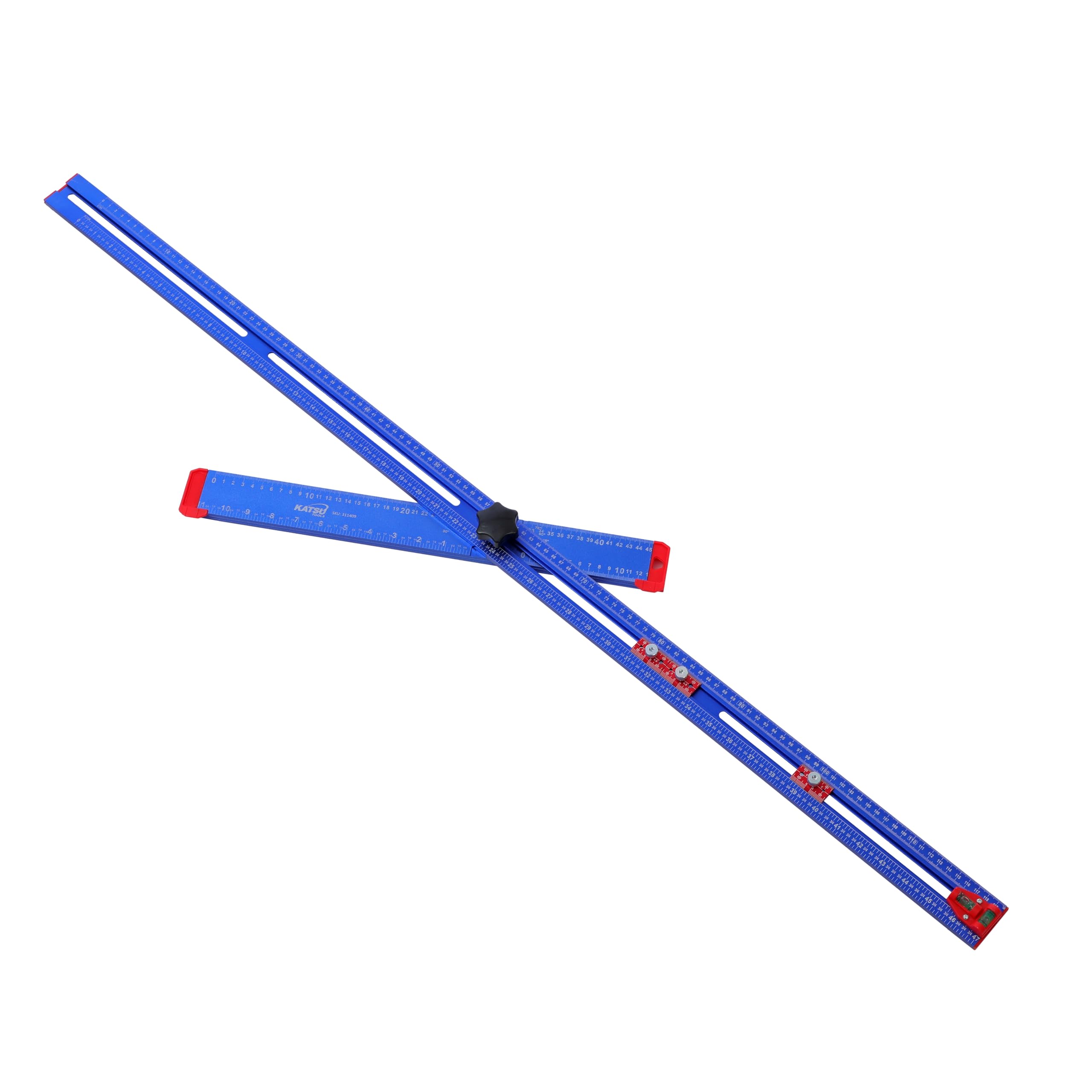 KATSU Tools Righello di posizionamento 4 in 1 da 1200 mm, in lega di alluminio, maschera per hardware per armadietto, lavorazione del legno, modello 311409