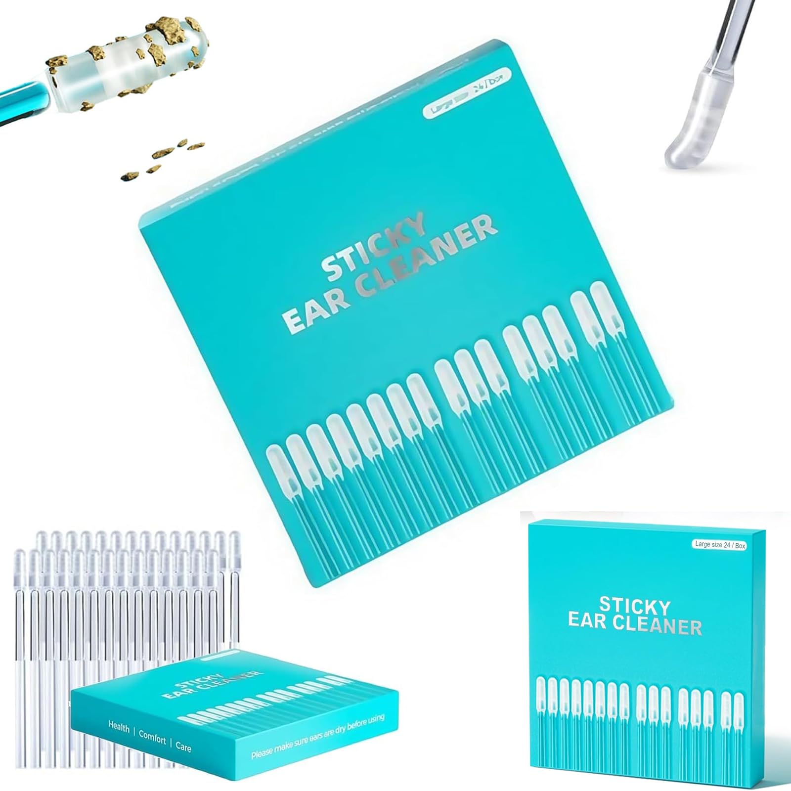 Sticky Ear Cleaning Sticks - Gentle Adhesive Sticky Ear Wax Removal Tool Reusable Soft Resin Tip Earwax Remover