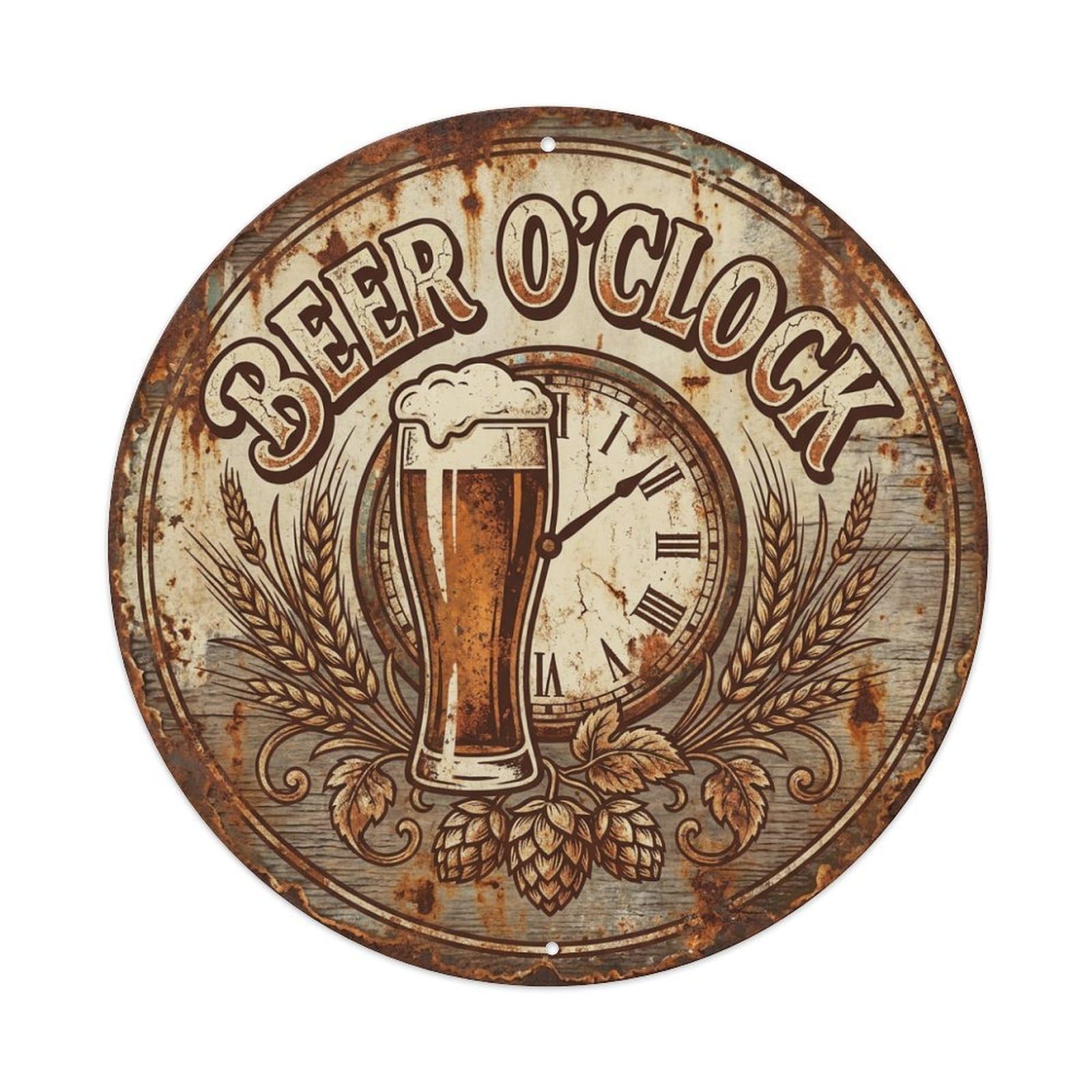 Fyrn Style Metal Tin Sign Vintage Beer Rustic Beer O Clock Retro Bar For Pub