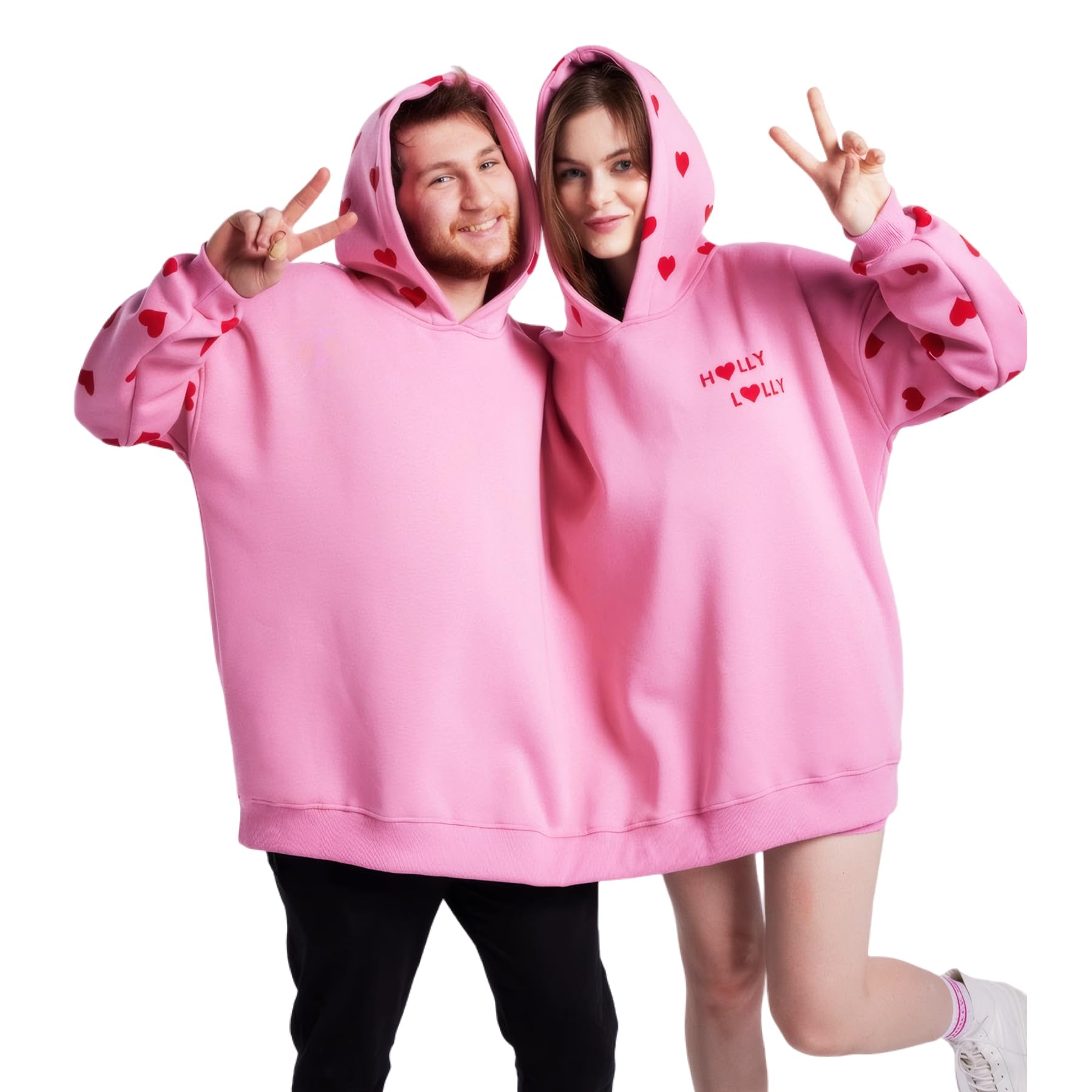 Jongdari Couples Hoodies Two Person Hoodie Couple Sweaters Funny