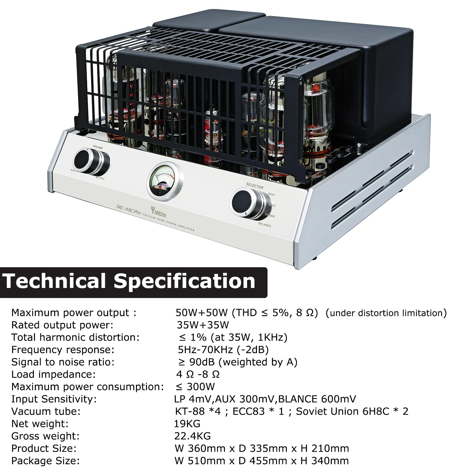 Amazon.com: Yaqin MC-88CPro Push Pull Tube Amplifier KT88 Two Way