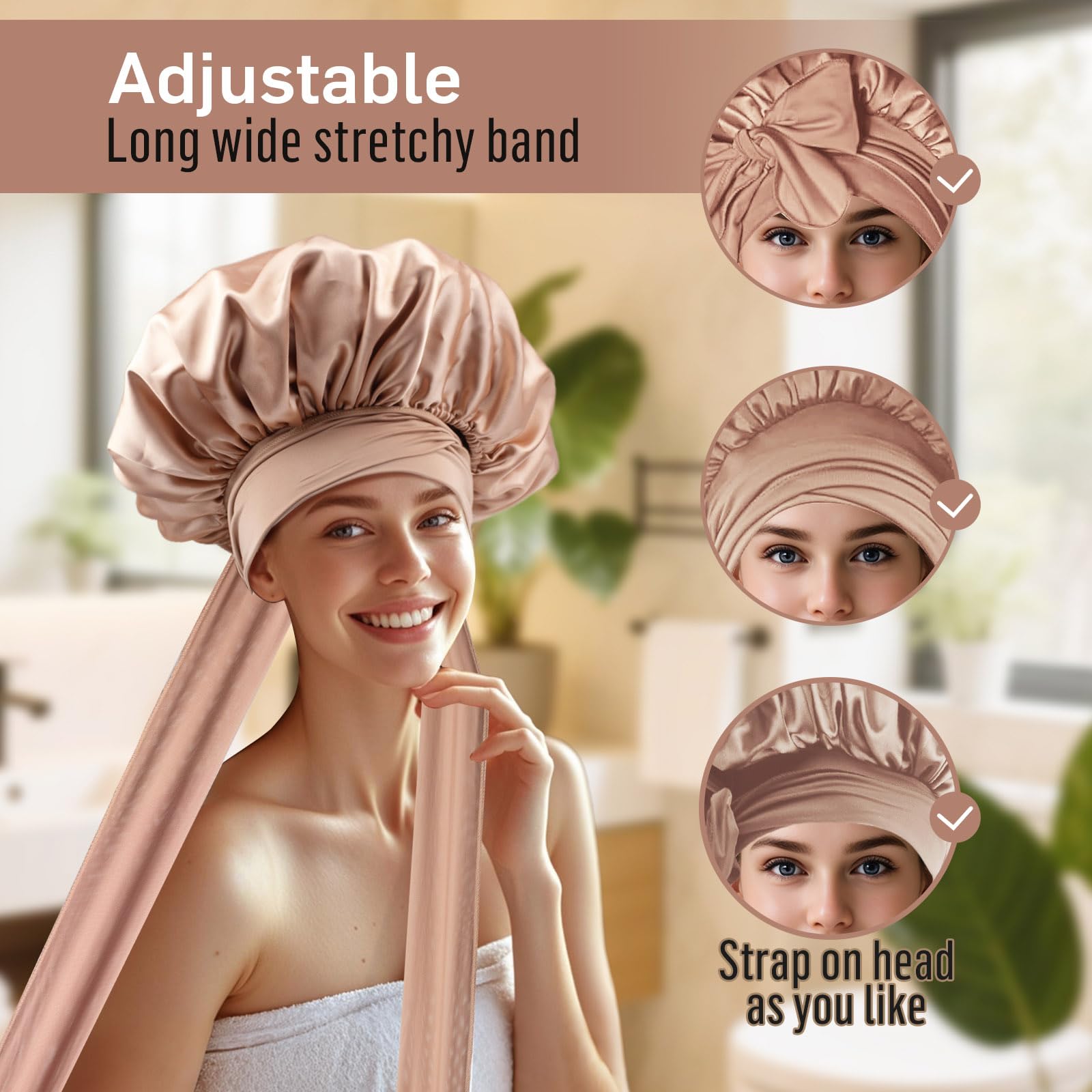 Galsangflower Double Sided Satin Bonnet with Tie - Image 4