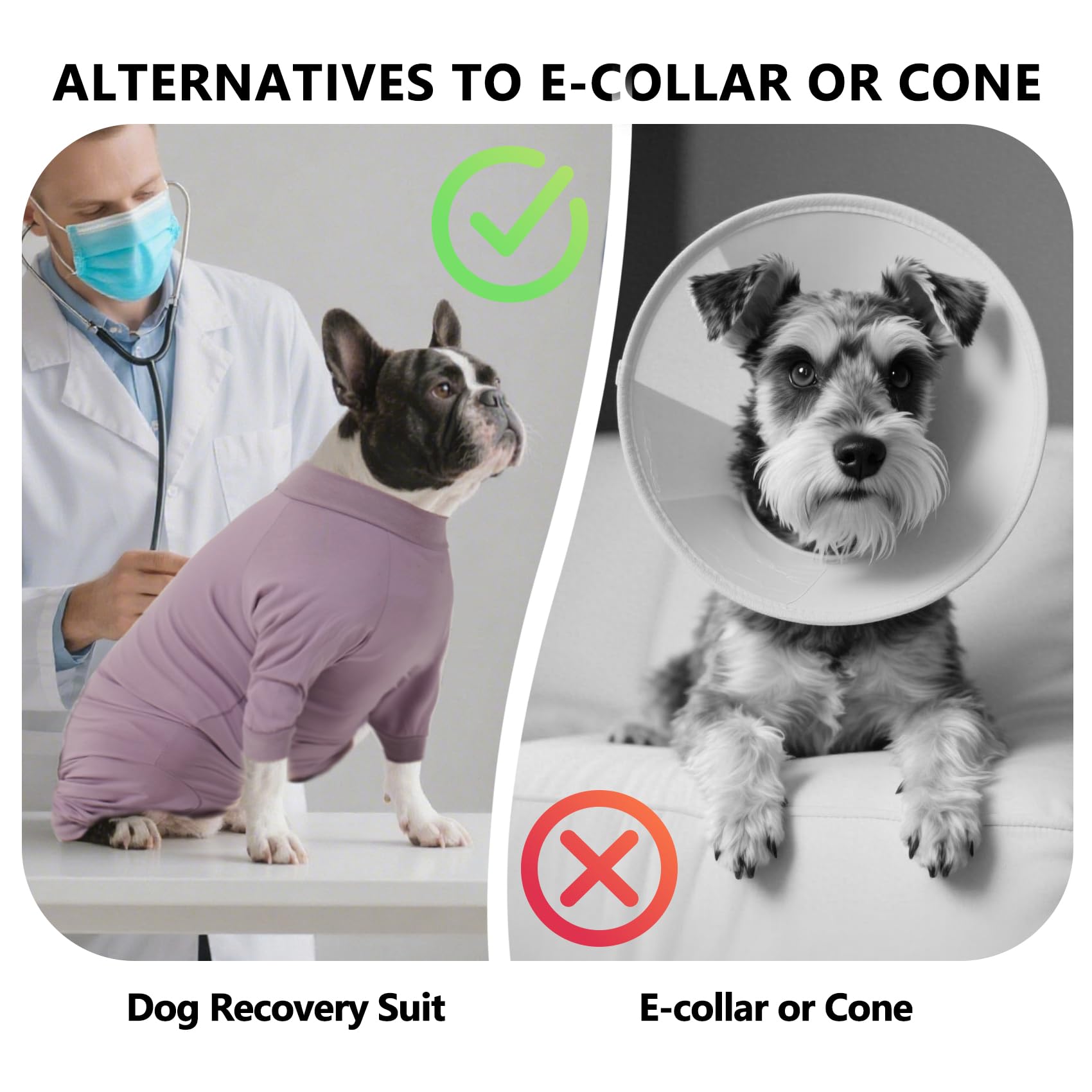 LIANZIMAU Body Perro Post Cirugía Hembra Manga Larga - Body Quirurgico Perro Anti-Lameduras Trajes recuperación quirúrgica caninos para Perros Medianos y Grandes, Alternativa al Collar Isabelino