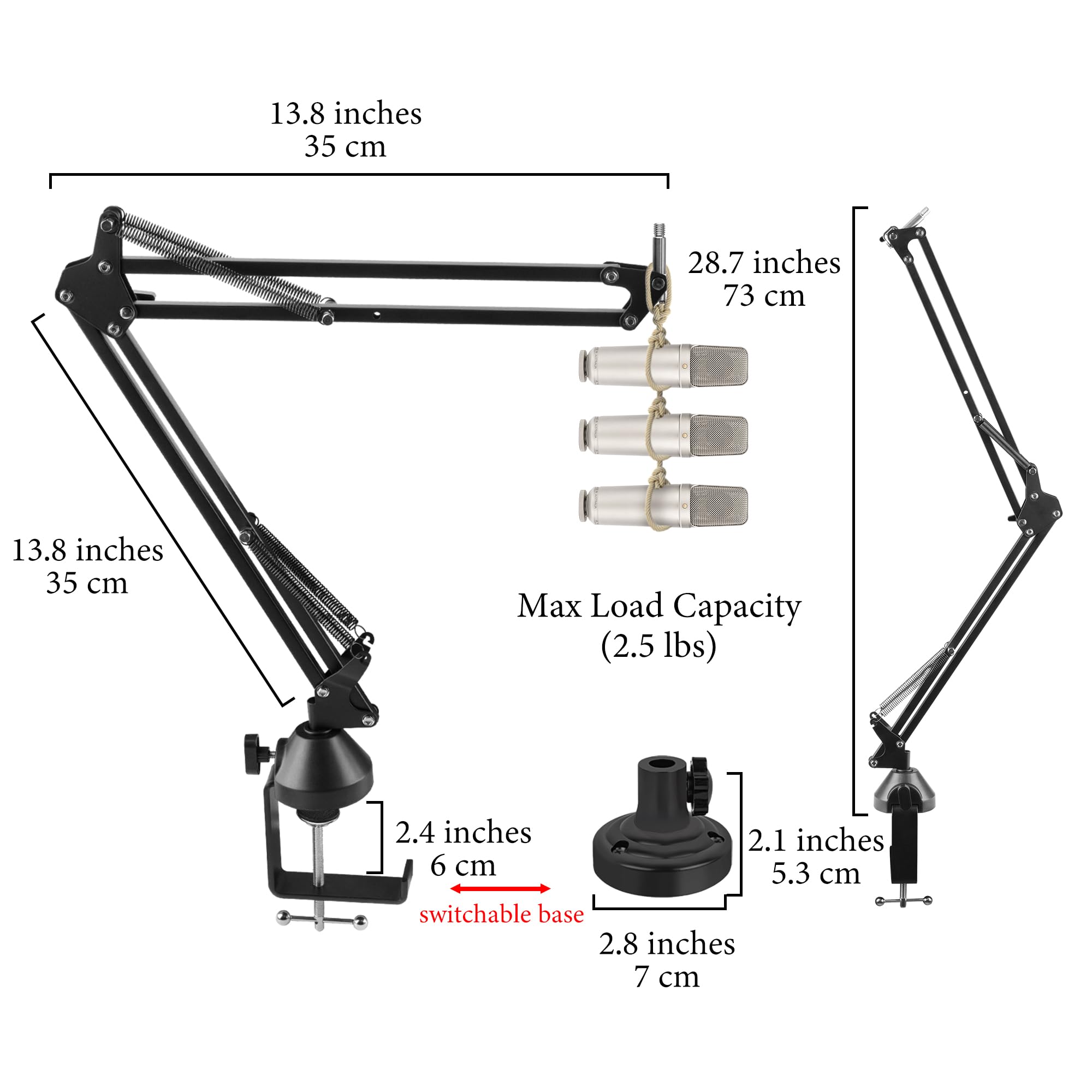 GEEKRIA Braccio microfono creator – compatibile con Rode NT-USB, NT1-A, NT1; staffa braccio boom con adattatore flange da tavolo; supporto sospensione regolabile; supporto da scrivania