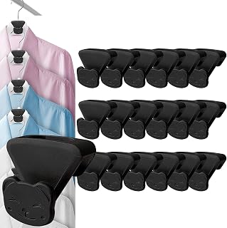 Clothes Hanger, 18 Pcs Space Saving Closet Organizers and Storage Shelves Hanger Extender for Heavy Duty Cascading Connection Hook (Cat, Black)