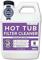 Hot Tub Filter Cleaner - 6 Month Supply - 4 to 8 Uses - 32 oz Spa Filter Cartridge Cleaner - Hot Tub & Pool Filter Cleaner Soaking Solution - No Residue or Foam - Restores Filter - Safe & Non-Toxic