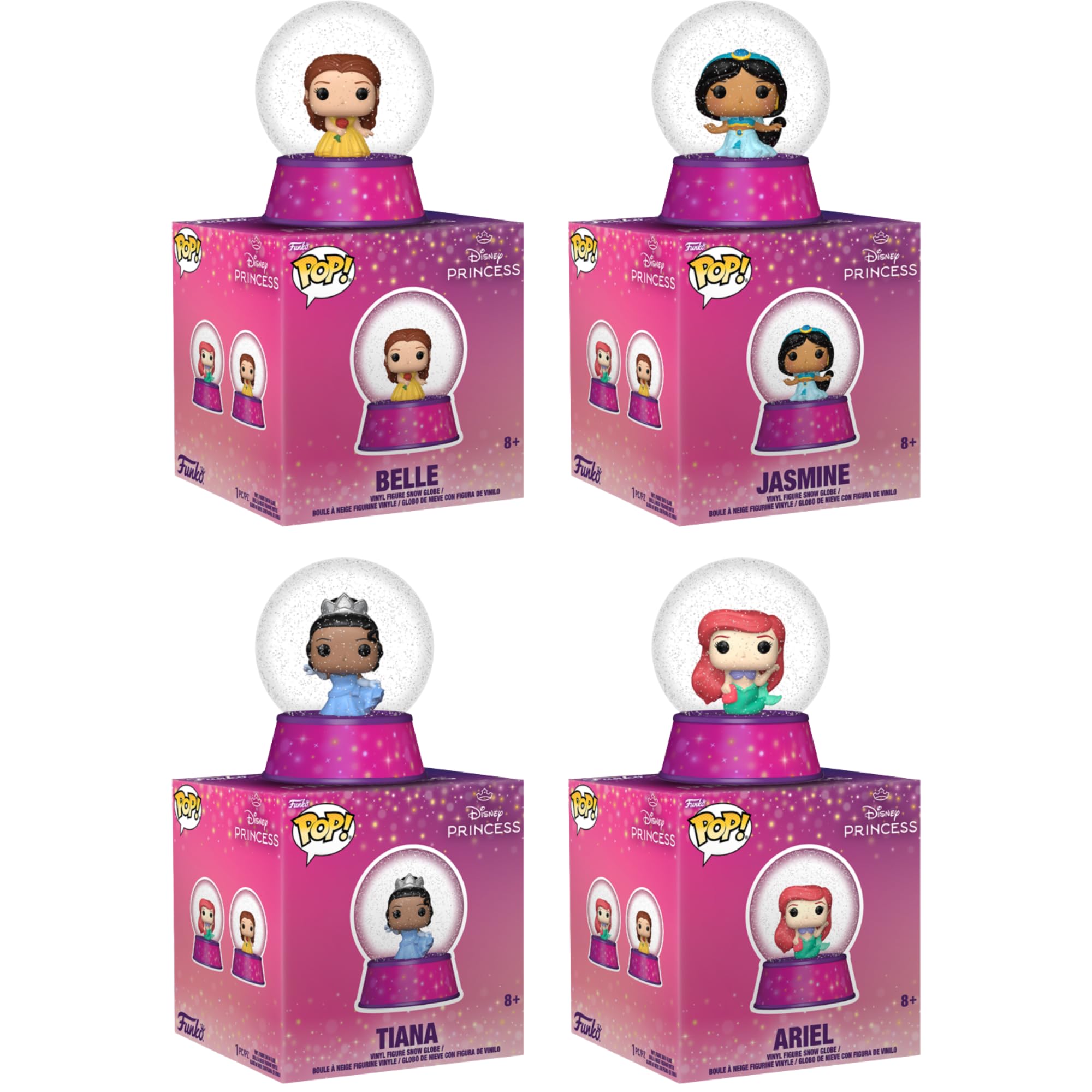 Funko Set Of All 4 Pop! Disney Princesses Vinyl Figure Snow Globes - (Set Of All 4)