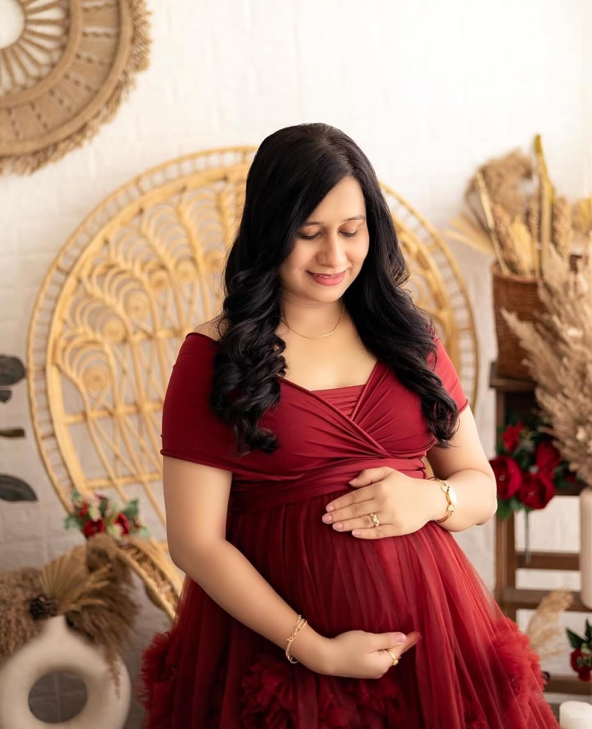 Tulle Maternity Dresses for Photoshoot Puffy Ruffles Bathgown Sheer Baby Shower Pregnancy Gowns - Image 3