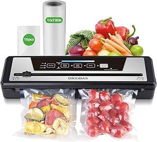 Sponsored Ad - DIKEIBA Vacuum Sealer Machine with 10 Bags & 10 Feet Bag Roll | 85kPa Powerful Suction | Automatic Food Sea...