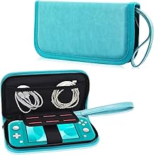 ACdream Case Fits Nintendo Switch Lite, Premium PU Leather Protective Case Bag for New Nintendo Switch Lite 5.5 inches 2019 Release with Portable, 6 Game Cards, Zipper Closure, Sky Blue