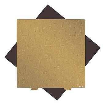 FYSETC 3D Printer Platform CR10 S4 Anycubi Chiron Flexible Spring Steel Sheet 410x410mm/16.2x16.2in Double Sided Textured Pei Powder Bed Cover Gold with Magnetic Base Compatible with Vorn Core XY