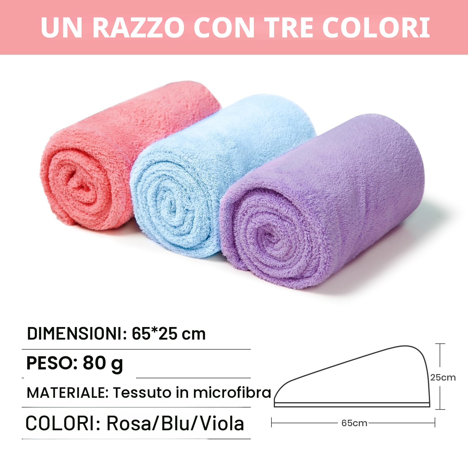 Good Nite Set da 3 Turbante Asciugacapelli in Microfibra con Bottone Asciugamano per Capelli Rapido e Morbido Ideale per Capelli Ricci Lisci