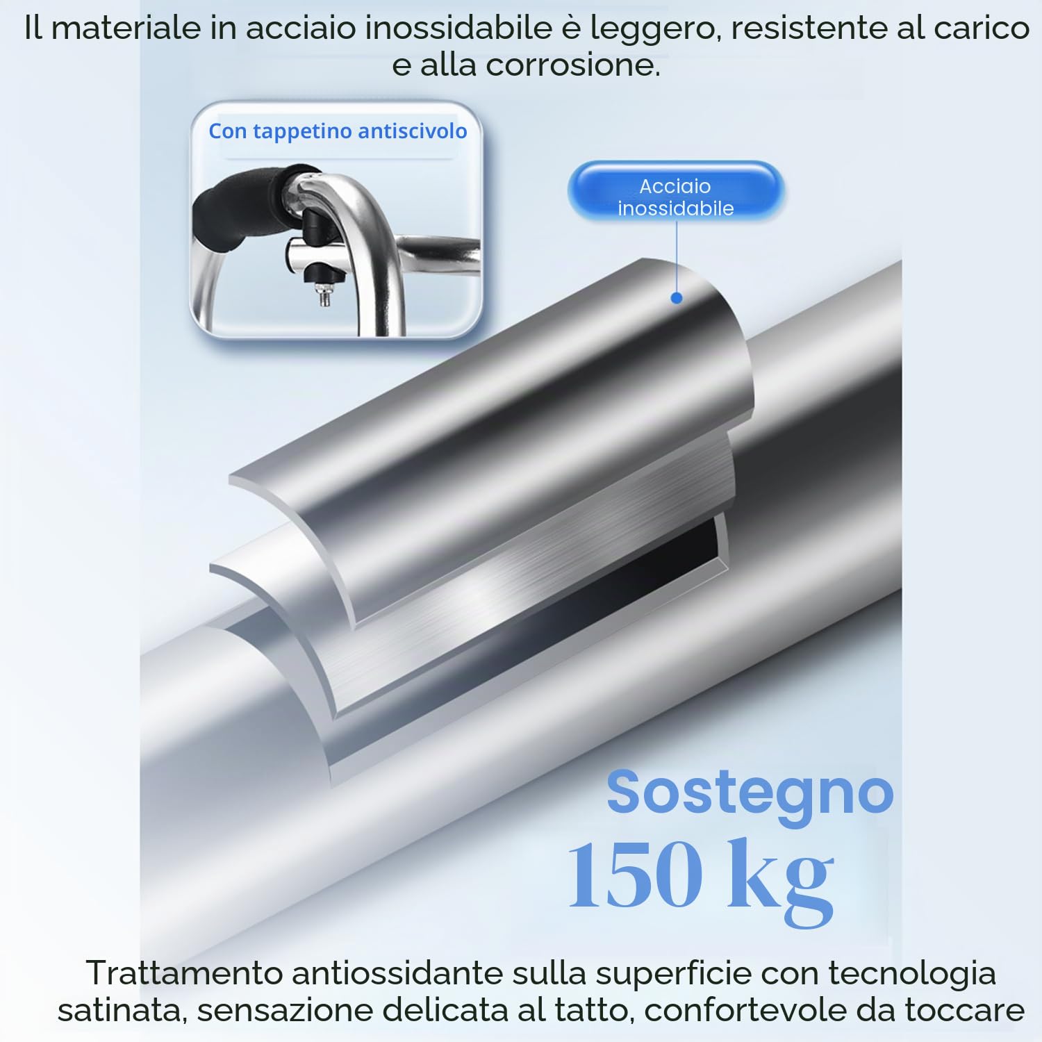Deambulatore Pieghevole,Deambulatore Per Anziani,Senza Ruote,Girello Per Anziani,Impugnatura Ergonomica Con Rivestimento Antiscivolo,Leggera,Con Portata Fino a 180 Kg,Pieghevole