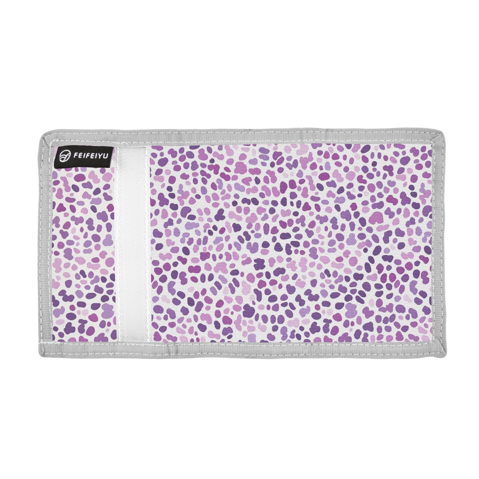 zyrtty Kids Wallets for Boys Girls Ages 4-18 Trifold, Purple Leopard Pattern Wallet with Zippered Coin Pocket and Card Holders, Novelty Wallet for Childrens Birthday Gifts