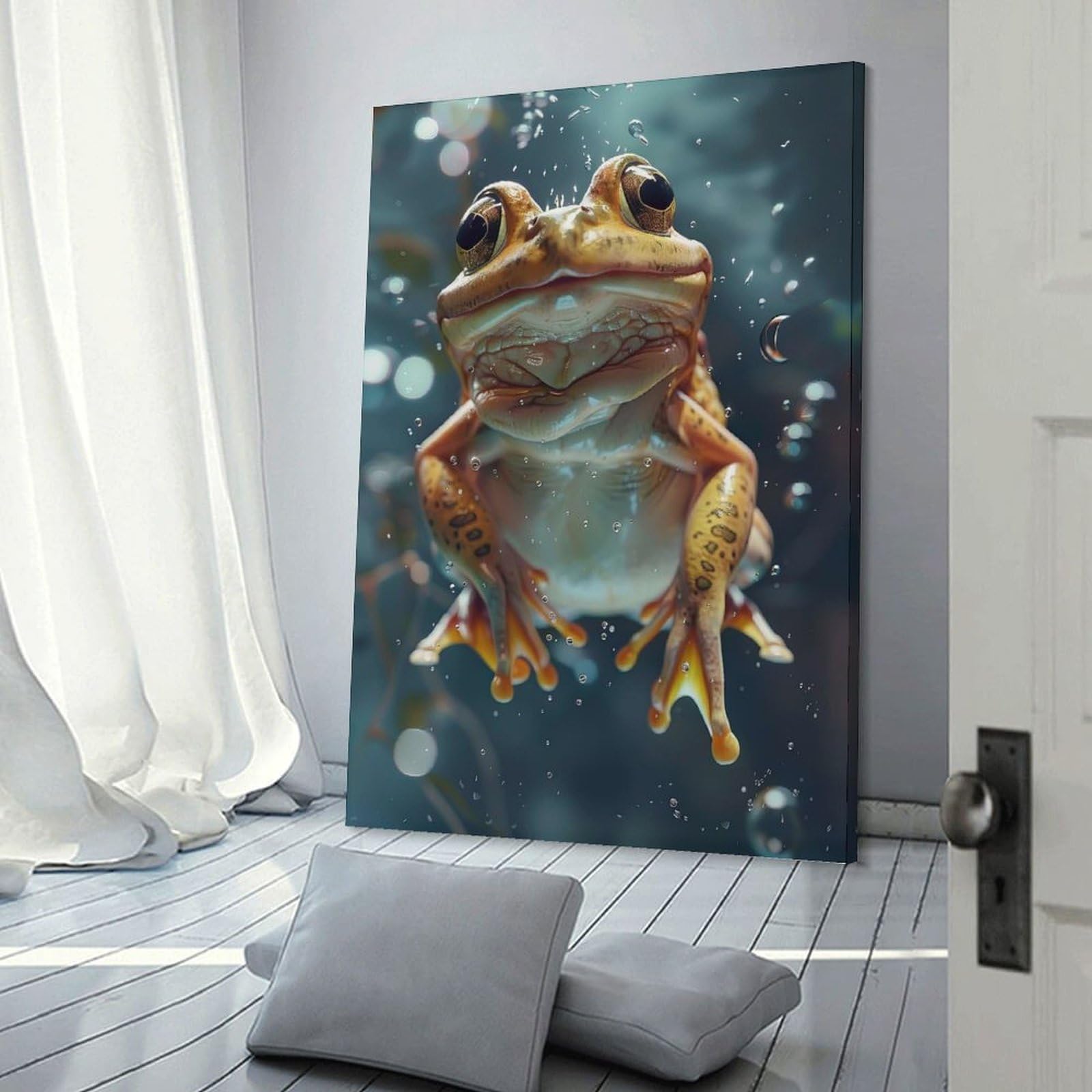 Junmoney Frog Sea Canvas Wall Decor, 20x30inch(50x75cm), for Home Walls, Creative Rooms Or Shared Spaces, Stylish Home Artwork for Focal Walls