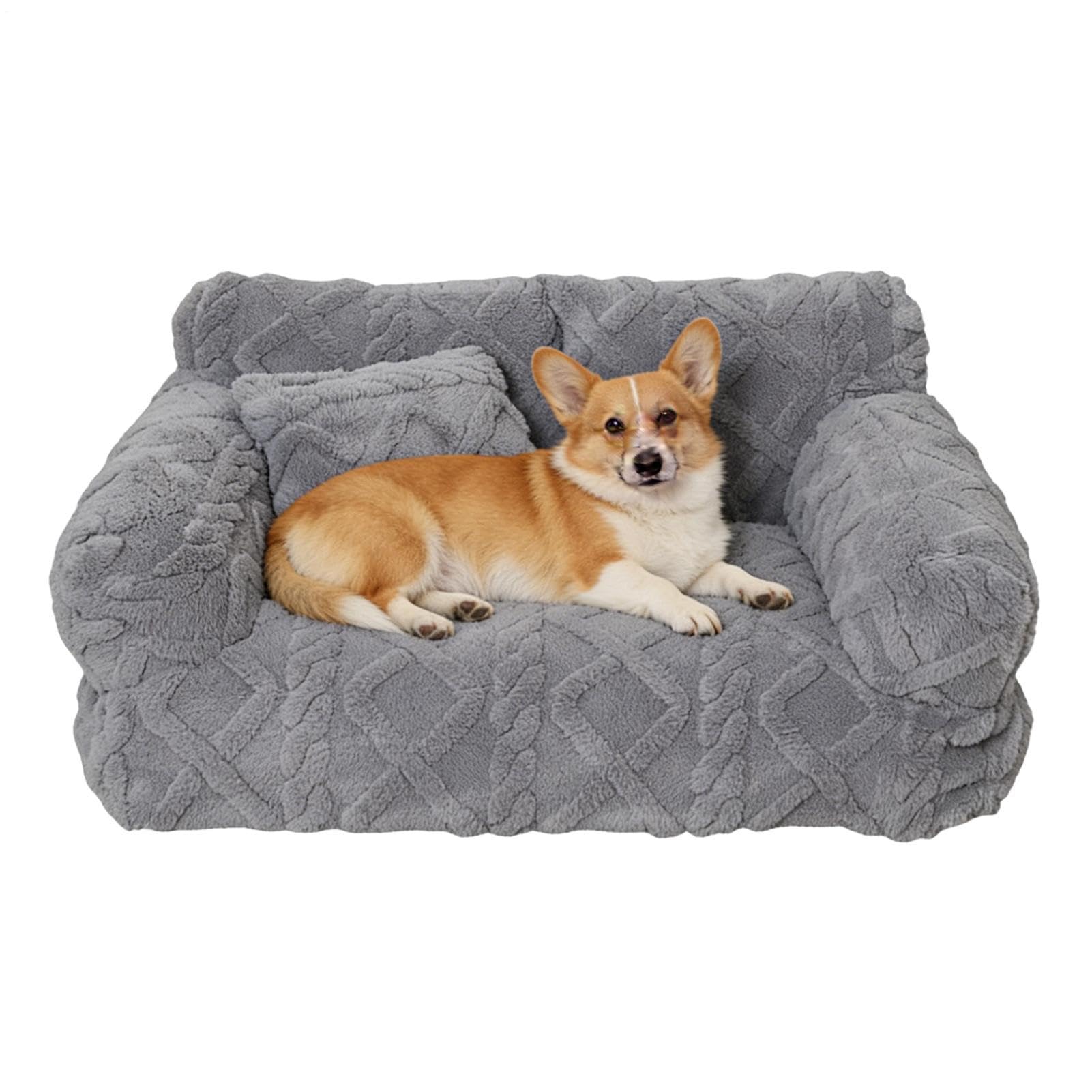 Jiwyunlu Dog Sofa - Plush Soothing Pet Sofa with Removable Cover - Soothing Pet Sofas Bed, Washable, Raise The Edge, Stable and Non-slip Base, Suitable for Small To Medium-sized Cats and Dogs