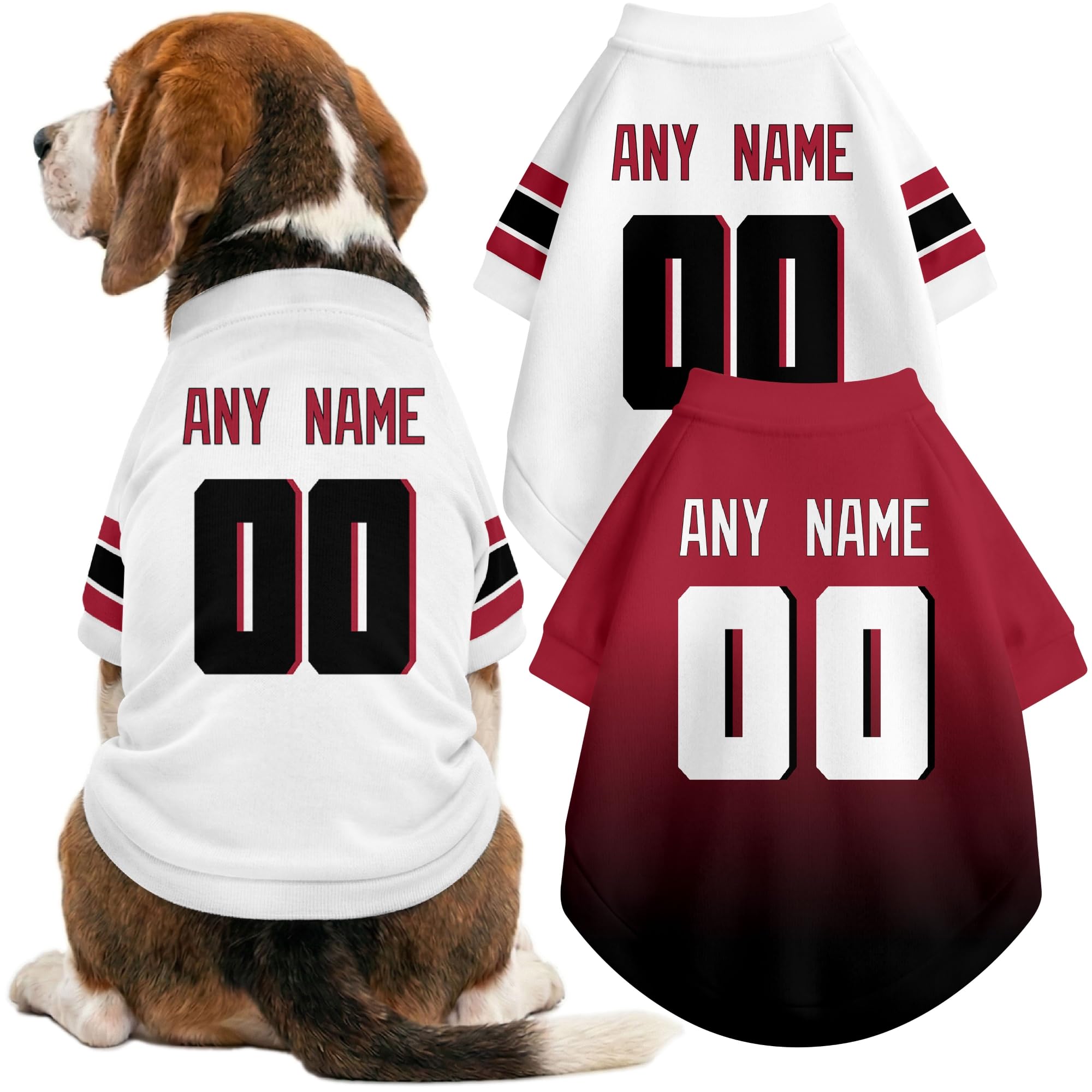 Atlanta Dog Clothes Jersey Style Custom Pet T Shirt with Personalized Name Number for Small Medium Large Dogs