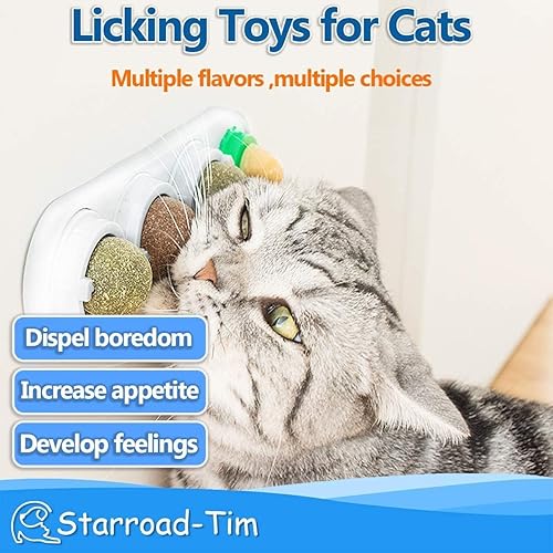 Miniatura 3 de STARROAD-TIM Bolas de hierba gatera de juguete para gatos, bolas comestibles giratorias naturales y saludables autoadhesivas de hierba gatera