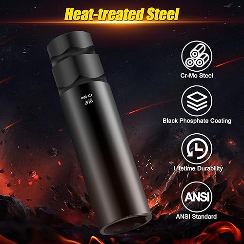 Miniatura 8 de Topec Juego de 8 llaves de tuerca de llanta estriada | 5, 6, 7, 12 llaves de tuerca de bloqueo de estrías, kit de extracción universal de bloqueo de