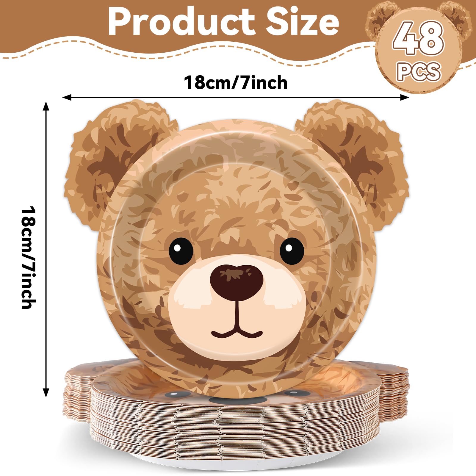 Amazon.com: 48PCS Bear Shaped Paper Plates Brown Bear Party