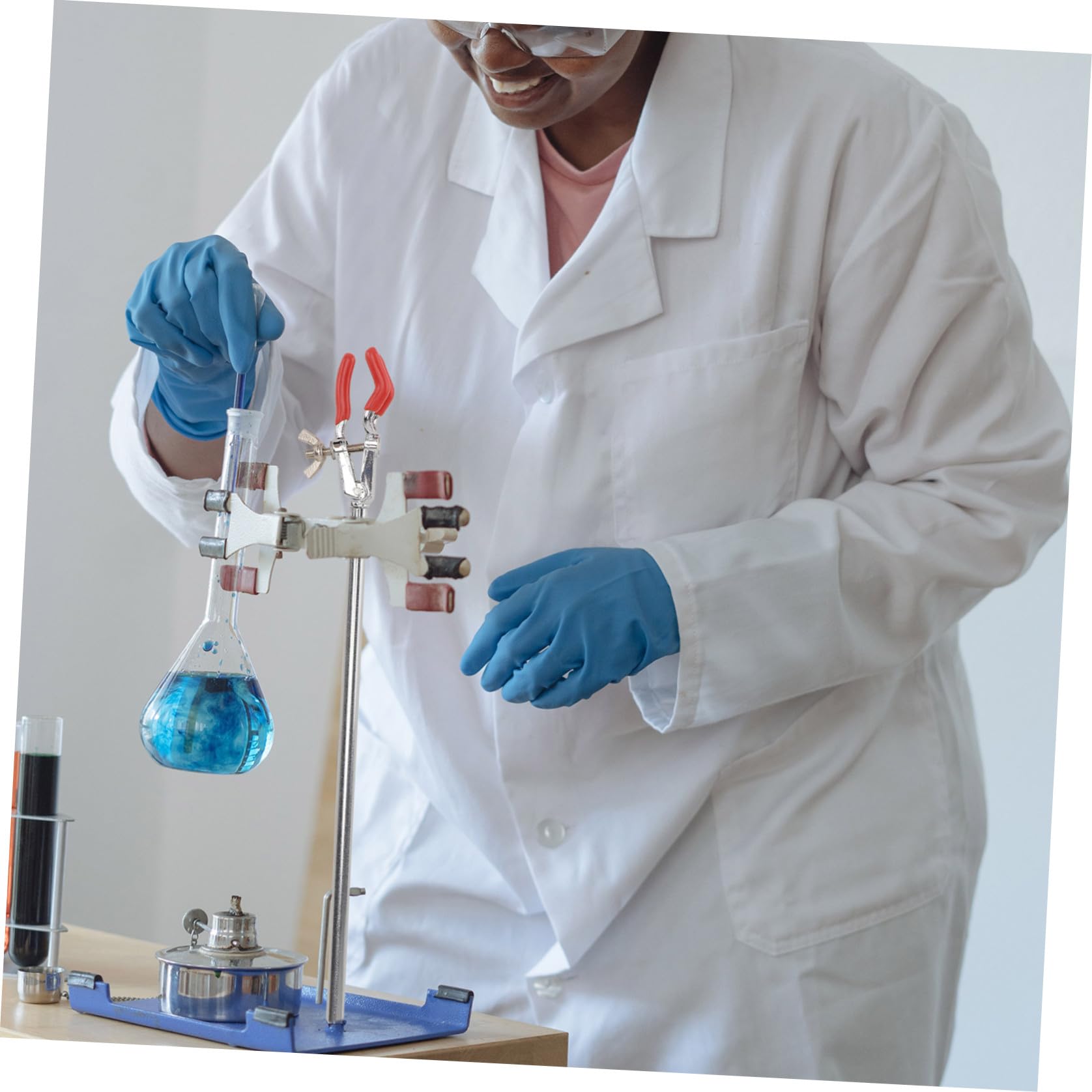Ensemble de Pinces Trois Broches pour Laboratoire avec Pince pour Flacon et Clip de Support en Alliage de Zinc, Facile à Transporter pour Expériences D'apprentissage
