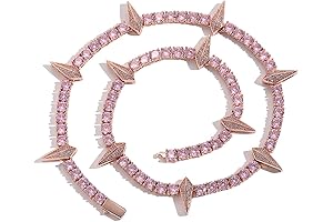 Pink Tennis Necklace Iced Out Chain