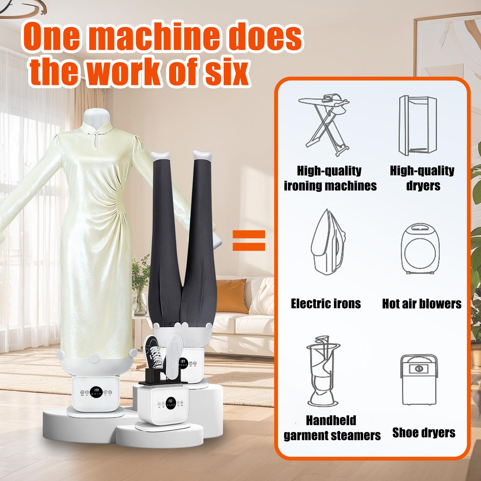 Planchadora automática, Plancha de Vapor portátil, Secado rápido en 8 Minutos, Secado 360° sin Puntos Ciegos, Plancha para Camisas, Zapatos, Pantalones y Faldas.