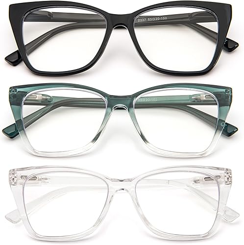 MMOWW Gafas de lectura de gran tamaño para mujer, ojo de gato, elegantes, para lectura de computadora, bloqueo de luz azul con bisagra de resorte