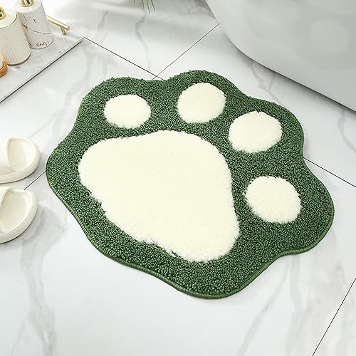Miniatura 2 de Alfombras de baño, bonita forma de pata de gato, microfibra suave, lavable a máquina, tapete de baño absorbente de agua antideslizante para baño,