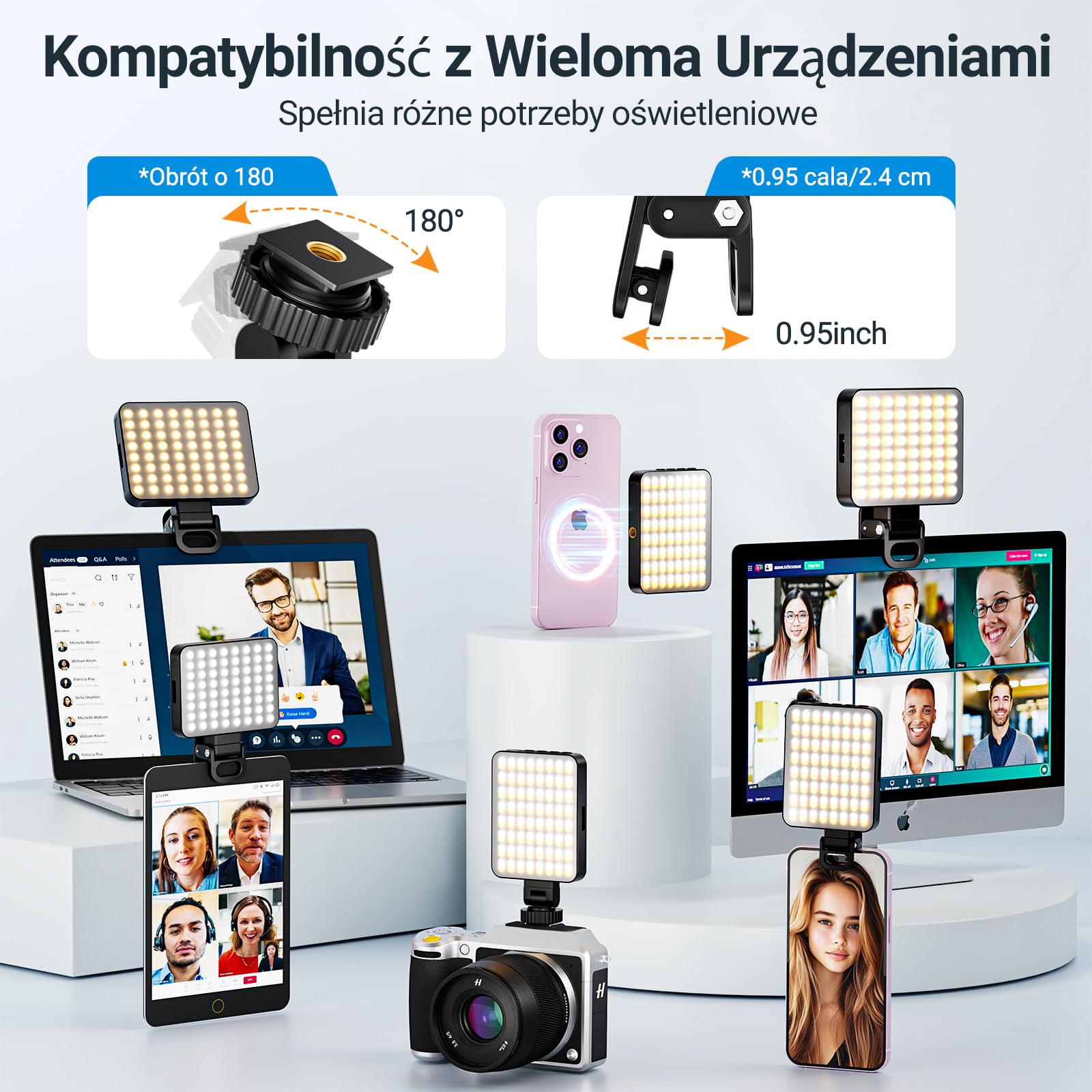 3000mAh 128 LED Światło Selfie Magnetyczna Lampka do Telefonu | 3 Trybami Światła i 10 Poziomami Regulowanej Jasności, Ładowalna Lampka do Telefonu, Tabletu, Wideo, Makijażu, TikTok