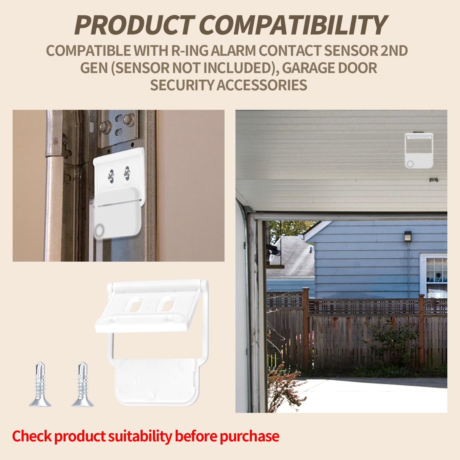 Gosknor Soporte para Puerta de Garaje, Compatible con Sensor de Contacto Ring Alarm 2 Generación, Soporte de Montaje para Sensor Ring Accesorios de Seguridad, Fácil Instalación