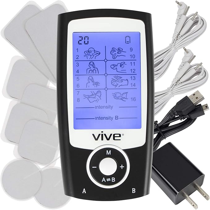 Vive Tens Unit Muscle Stimulator Stim Machine with Self